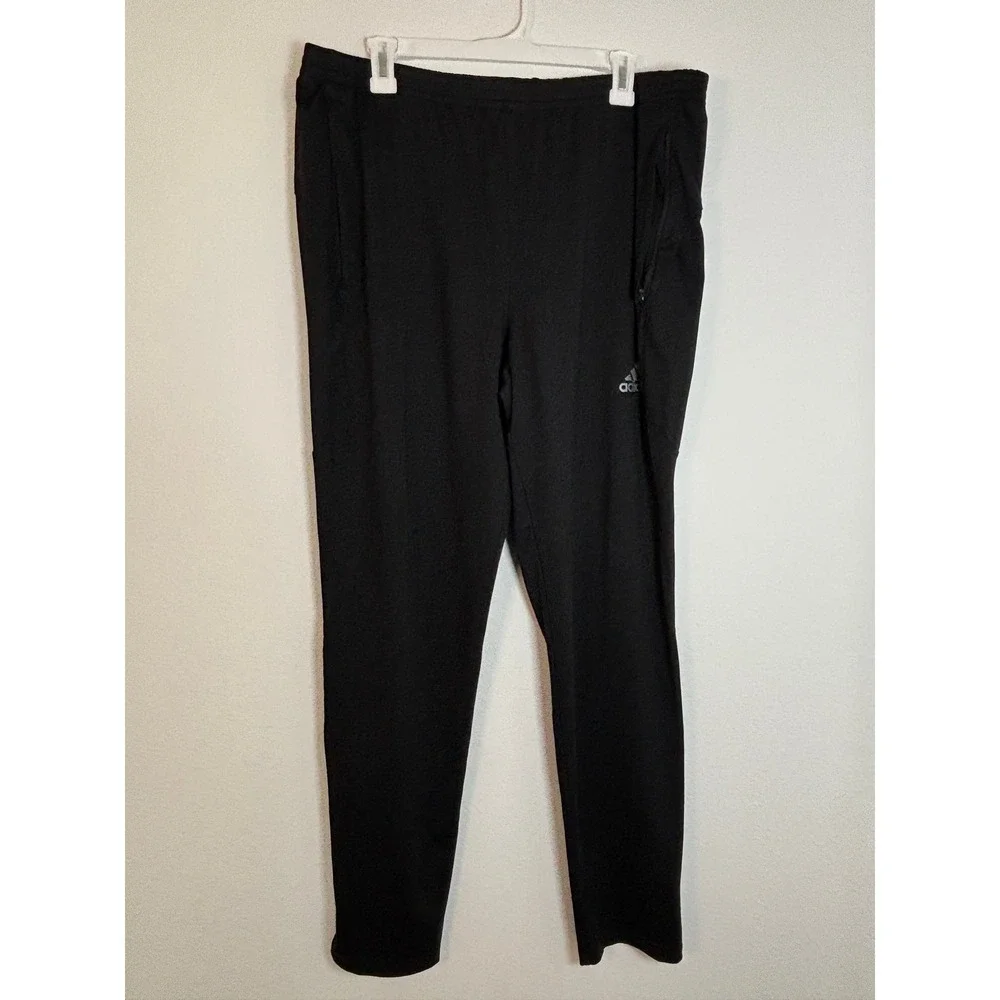 Adidas Climalite Mens Large Black Tapered Training Pants Zip Ankle Joggers L